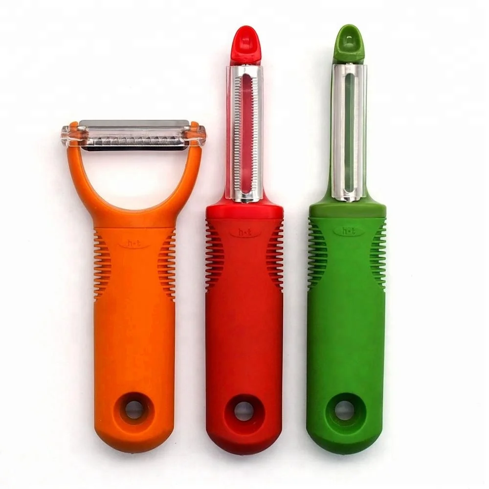 

10inch multi-color plastic handle durable 3piece swivel peeler, Any pantone color