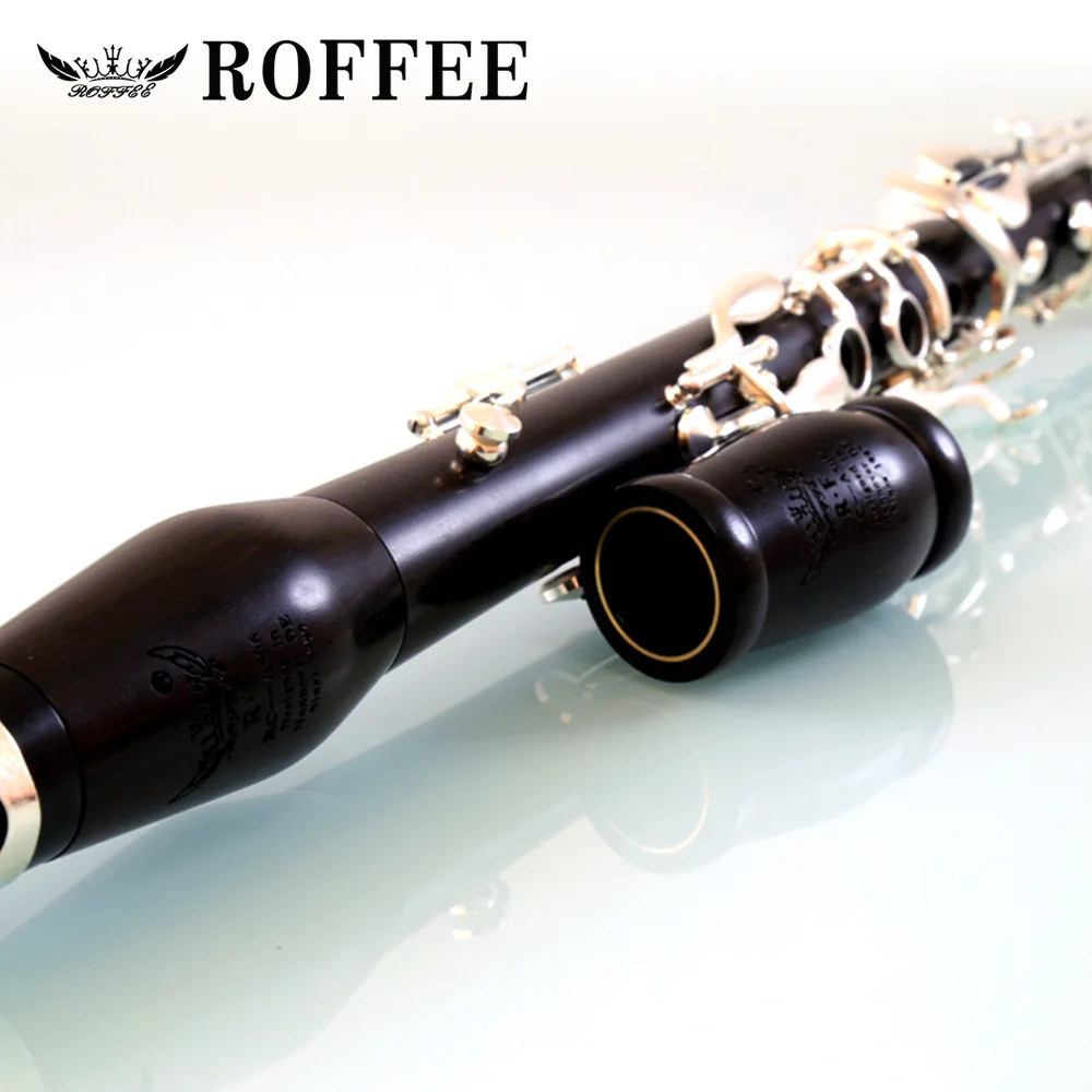 ROFFEE A506 Professional Performance Level Ebony Wood Silver Plated 18 Keys 4 Rings G Tone German Style Clarinet