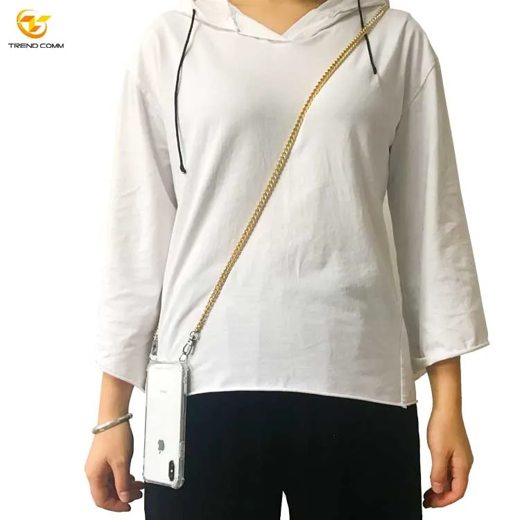 

Slim Crossbody Luxury Metal Chain Anti fall Bumper Acrylic And TPU Clear PC For iPhone 12 Mobile Phone Case