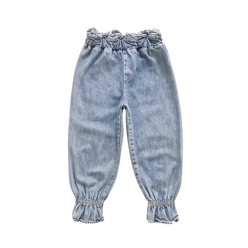 
New Fashion Girls Spring High Waist Denim Pants Kids Korean Design Loose Jeans 