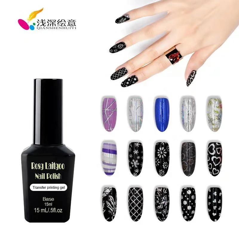 

OEM/ODM shining Ultrabond 3d nail sticker nail art design UV/LED colours polish Transfer Printing Foil Gel, 12 colors