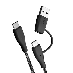 L-CUBIC High Quality Fast Charge Braid Nylon Data Charging Cord Type C to USB 2 in 1 Data Cable for Android Phones