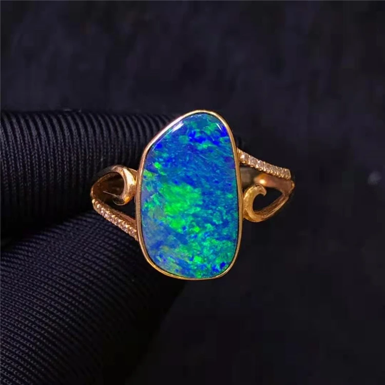 

dropshipping 18k gold jewelry 18k gold South Africa real diamond natural opal ring for women birthstone rings