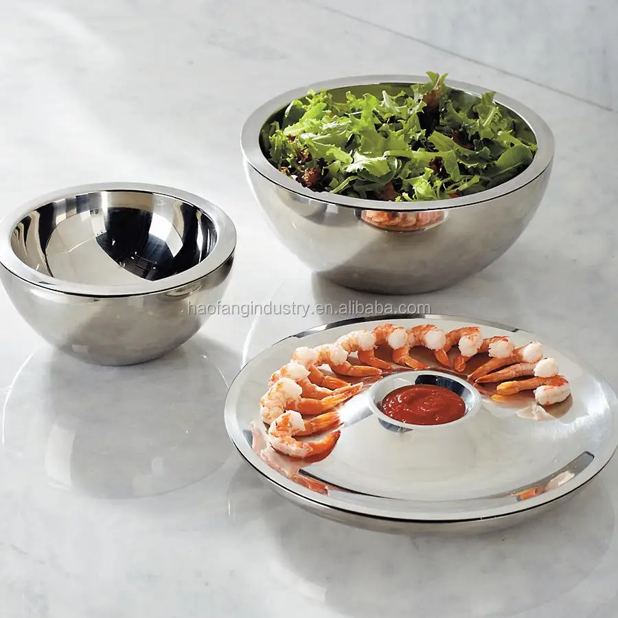 Stainless Steel Hot/cold Serving Tray/ Doulbe Wall Serving Tray/ Food