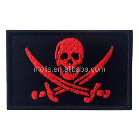 King Pirate Skull Patch Jolly Roger Iron On Embroidered Crossbones Applique 3/"