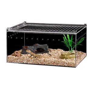 Image of Acrylic Waterproof Feeding Box Pet Insect Reptile Breeding Cage Hatching Container With Magnet Switch