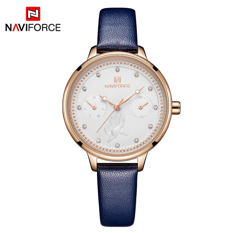 

NAVIFORCE 5003Cherry Blossoms Elegant Women Watch Leather Exquisite Quartz Wrist Watch Ladies Timepieces Clock Relogio Feminino