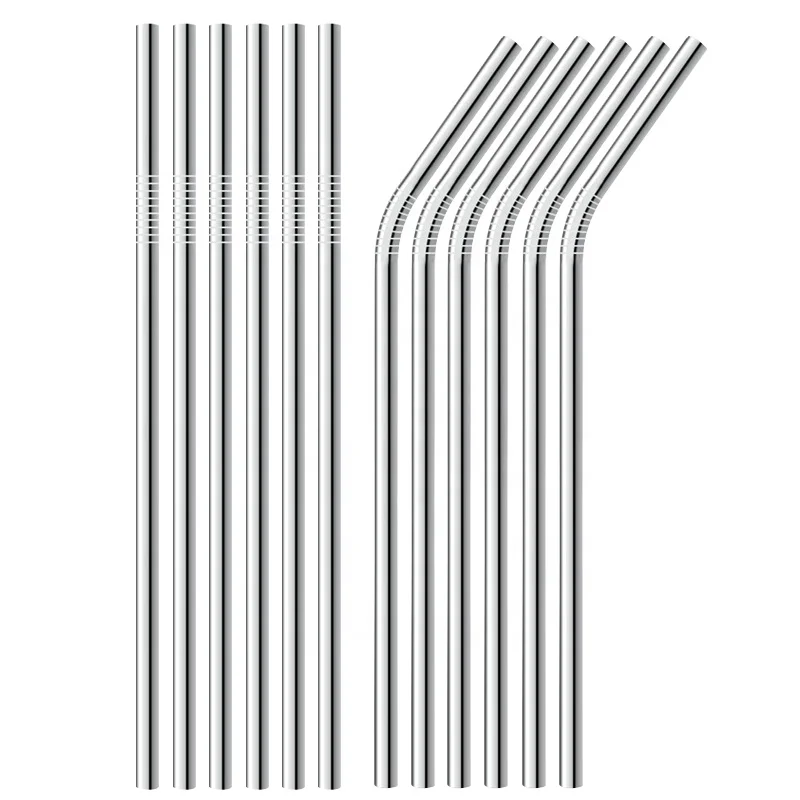 

6MM Bent Stainless Steel Long Cool Drinking Straw Curved Metal Straw, Silver/gold/black/copper