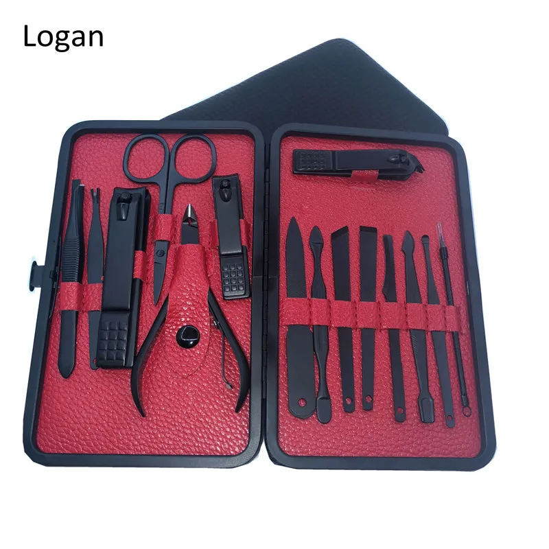 

New 15 pcs manicure set black pedicure set, Any custom color