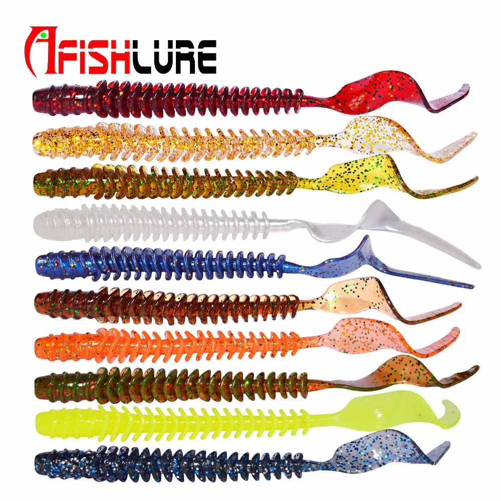 

fishing 105mm 3.2g Long Tail Grubs lure fishing straight tail fishing bait lure straight tail soft plastic grub lure, Various colors