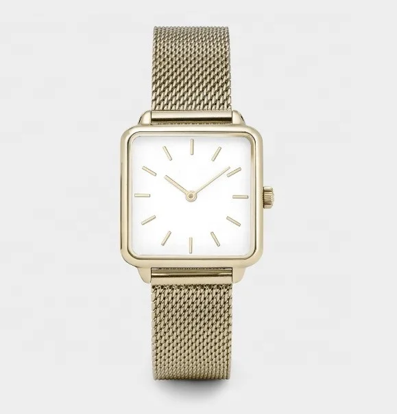 

BESSERON 28.5mm personalized watch square ladies watches stainless steel vintage watch women, Silver/gray/gold