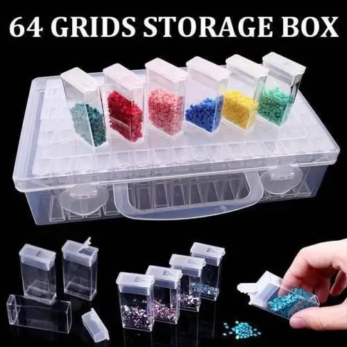 

64 Grids Diamond Embroidery Painting Nail Art Accessory Display Storage Box