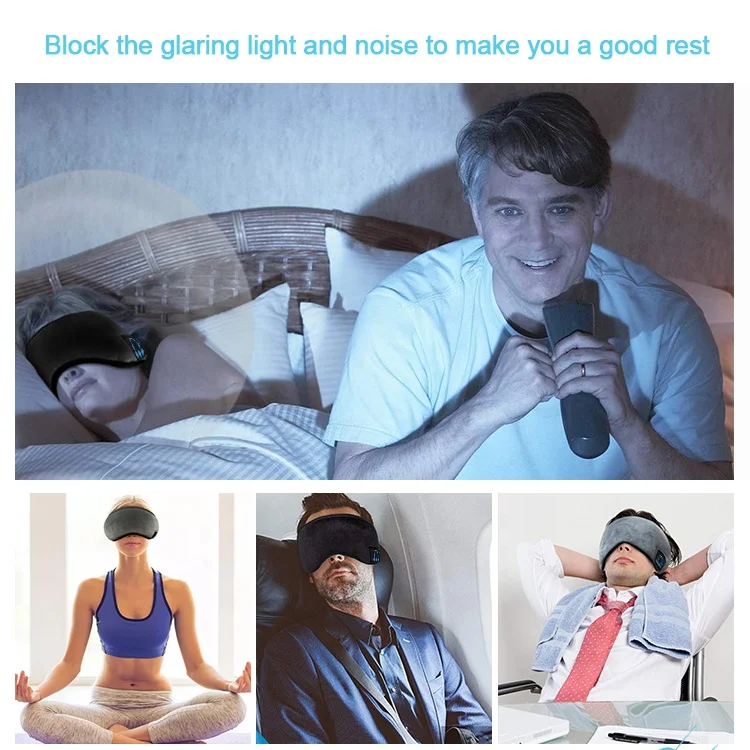 
2020 New Arrivals Amazon Wireless Smart Music Eye Blinder Breathable Custom Bluetooth Cotton 3D Sleeping Eye Mask With Headphone 