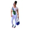 PN6204 Women's casual white t-shirt with sequined peacock pattern