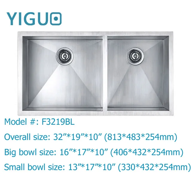 
undermount installation type brushed surface treatment Handmade 304 stainless steel kitchen sink with drainboard 