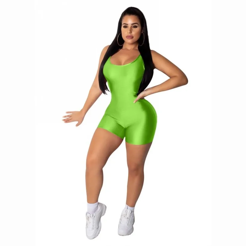 

women Jumpsuit sexy shorts playsuits strapless female sexy skinny solid fitness rompers bodysuits Y11443