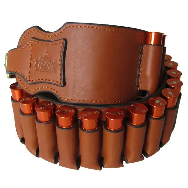 

Genuine Leather Cartridge Shell Holder Leather 20GA Ammunition/Fashion Bullet Belt, As picture shown