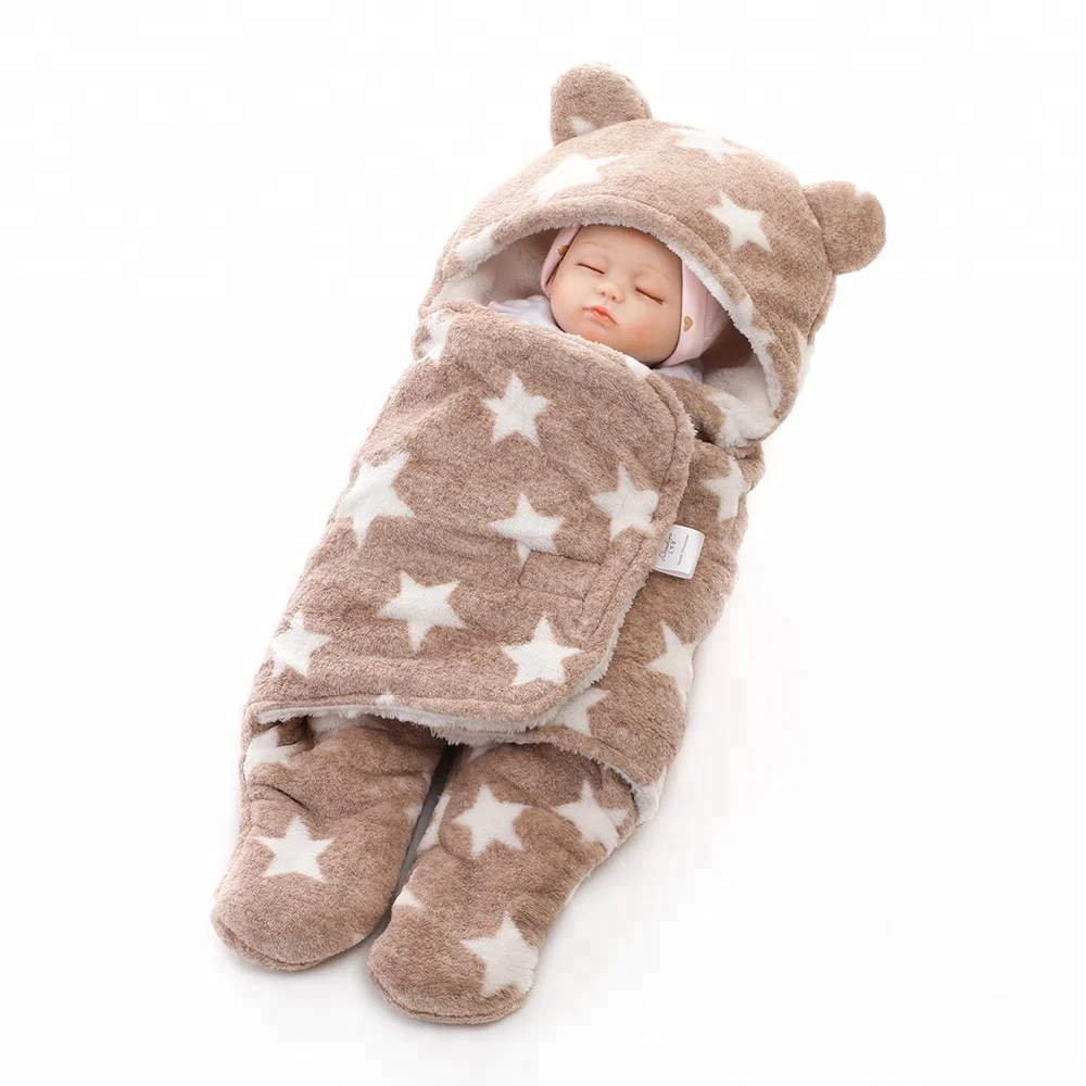 
Soft Knitted Fleece Hood Newborn Baby Wrap Swaddle Blanket 