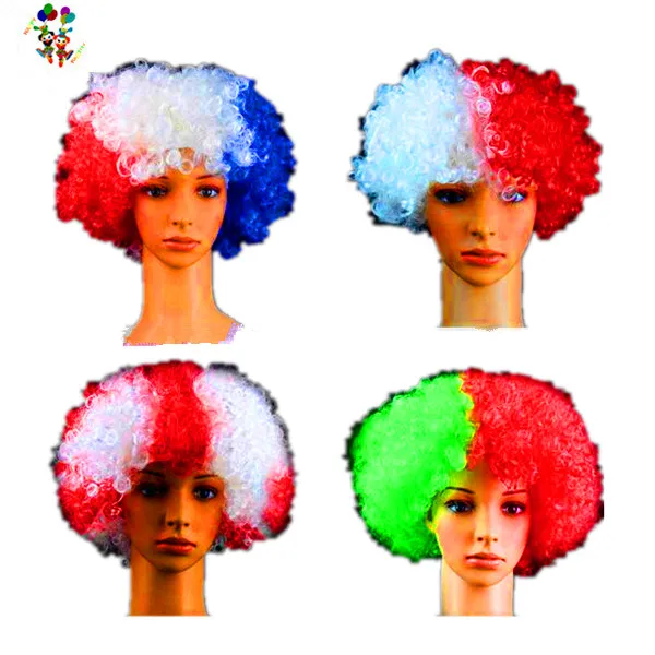 Patriotic Country Afro Wig Fancy Dress Costume Party Football