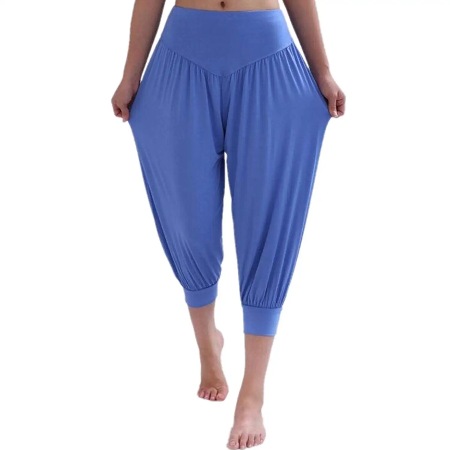 Guandoo Womens Wide Leg Fold Over Waist Yoga Pants Elastic High Waist Yoga Drawstring Pants Bootleg Yoga Pants