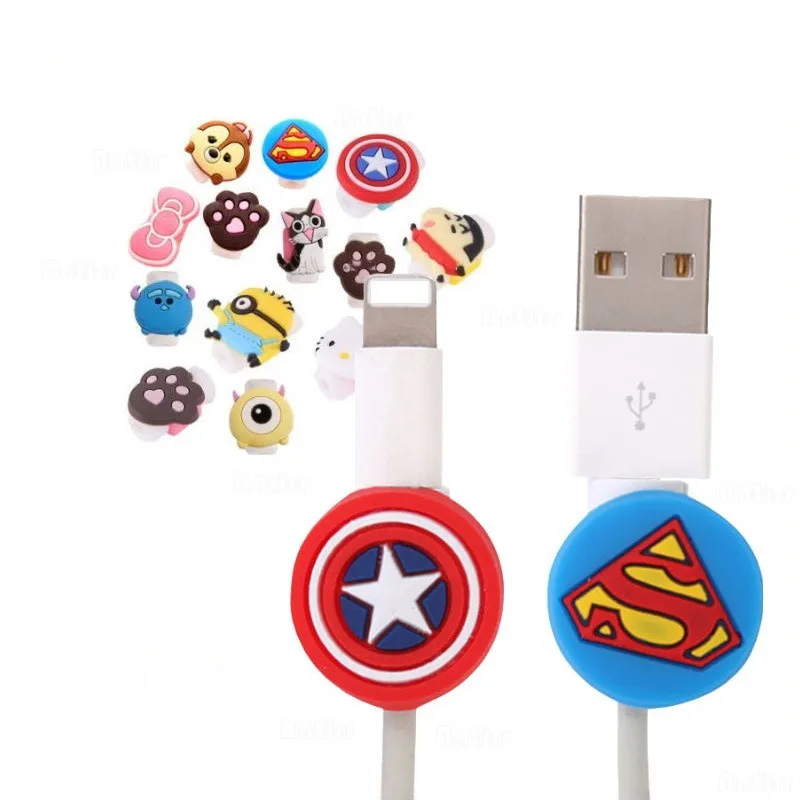 Best Qualtity Creative Plastic flexible cute cartoon cable protector for Apple