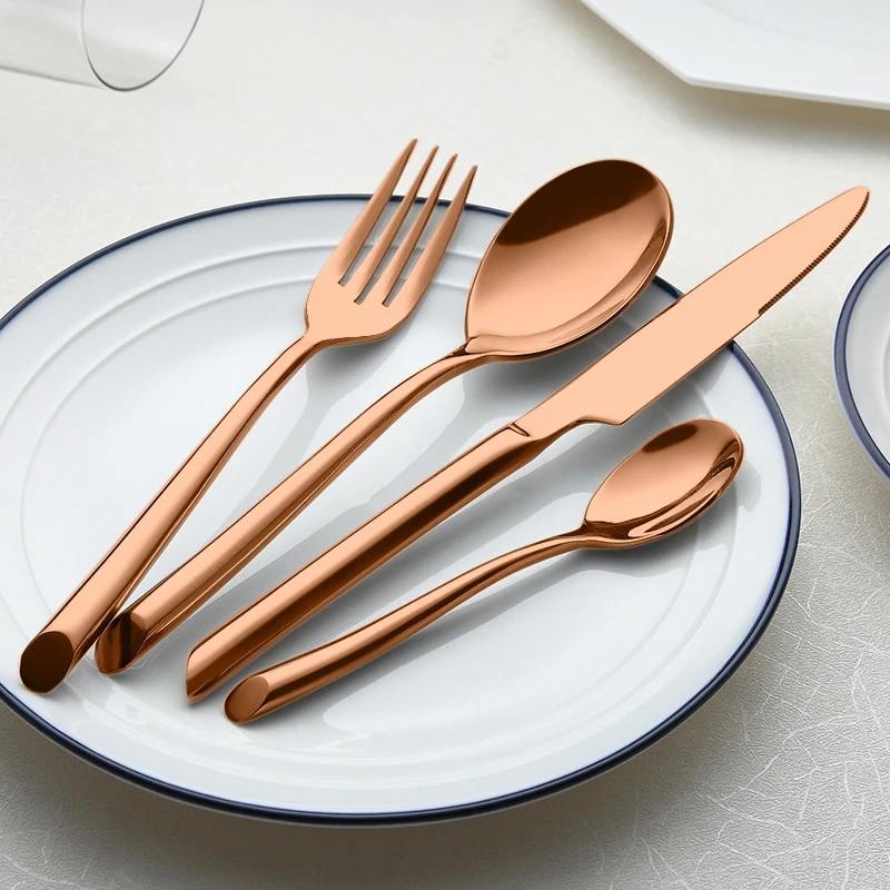Dishwasher Custom Logo Stainless Steel Rose Gold Cutlery Copper