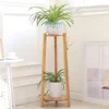 Indoor Outdoor 2-Tier Tall Bamboo Garden Plant Stand Shelves for Home