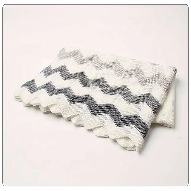 

acrylic knit Baby blanket soft for all season grey geometric linge cover blanket 30*40, Custom color