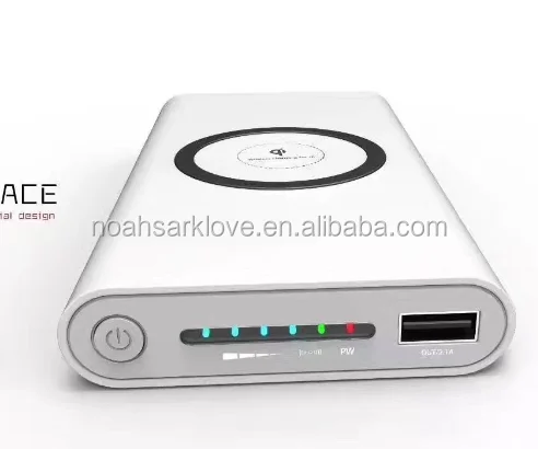 10000mah Mobile wireless charging treasure mobile power three in one Qi wireless charger