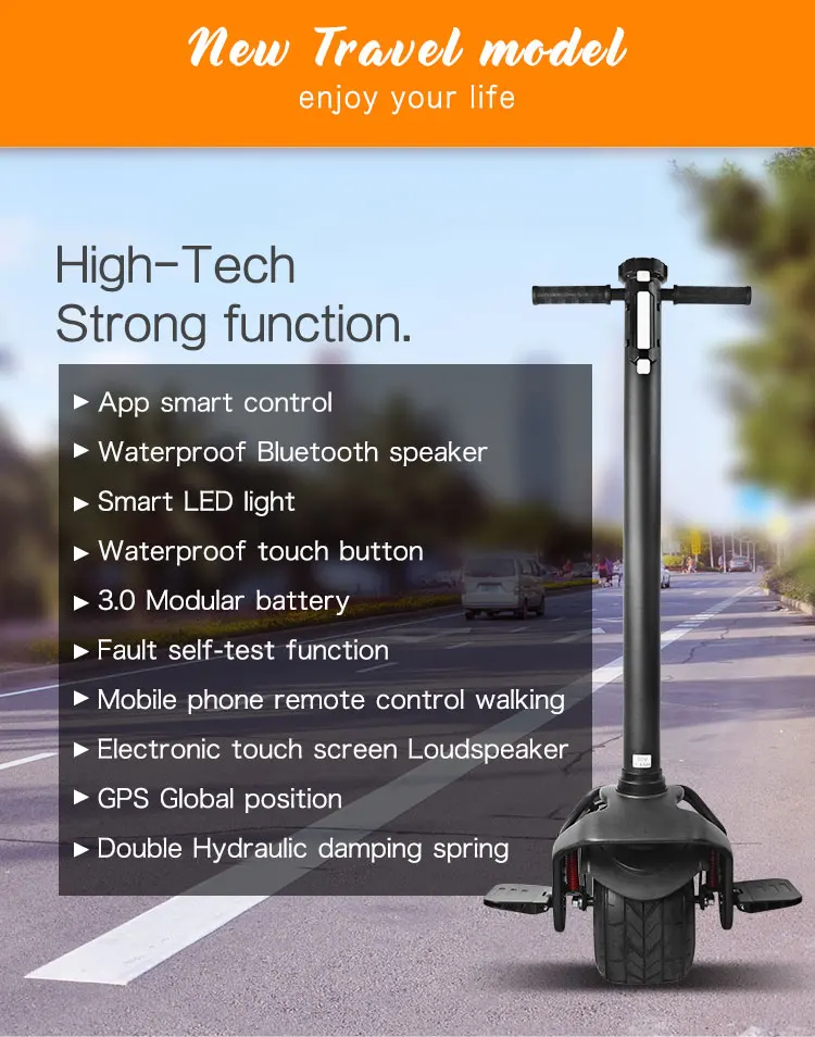 2018 Hot Selling 10inch big wheel adult one wheel electric scooter with handle unicycle