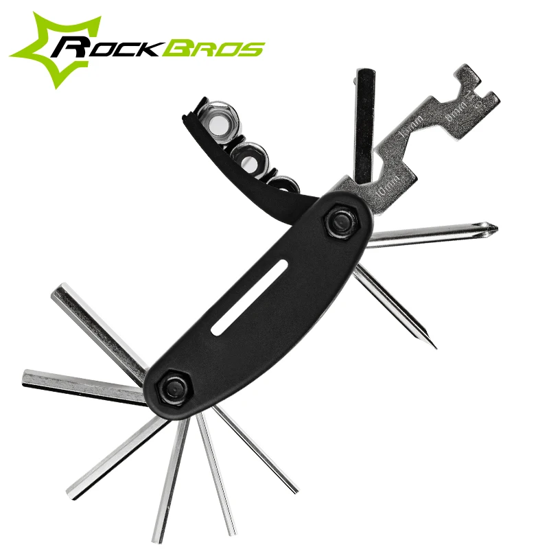 

ROCKBROS 16 in 1 Multifunction MTB Road Bicycle Repair Tools Hex Spoke Cycling Screwdriver Tools, Black