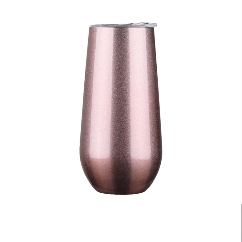 

Stainless Steel Double Wall Custom 6 oz (ounce) Champagne Tumbler Cup Flute Mug, Color as picture