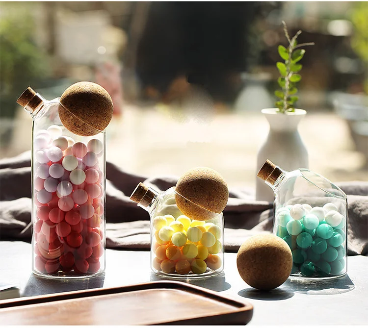 500ml Clear Borosilicate Glass Candy Jar With Cork Ball Lid
