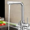 New Dual Handle Chrome Plated Water Filter 3 Way Ro Kitchen Faucet