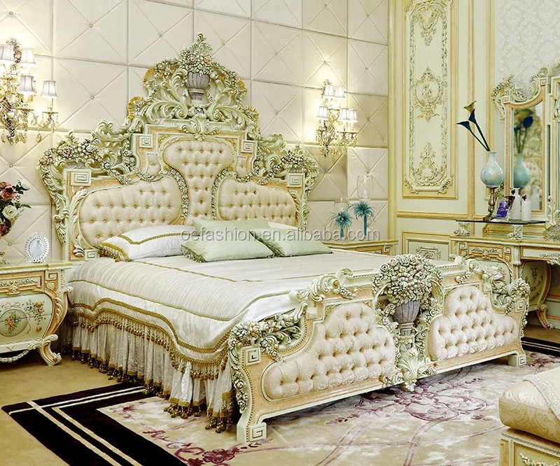 Italian French Rococo Luxury Bedroom Furniture Dubai Luxury Beds