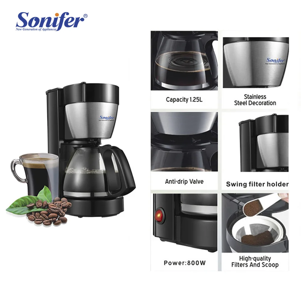 Sonifer New Products 1.25 L 12 Cup coffee  Large coffee  maker Drip Coffee Maker SF-3511