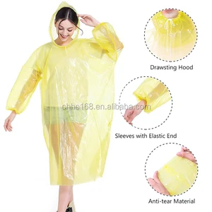 Image of PE plastic emergency disposable raincoat rain poncho with sleeve