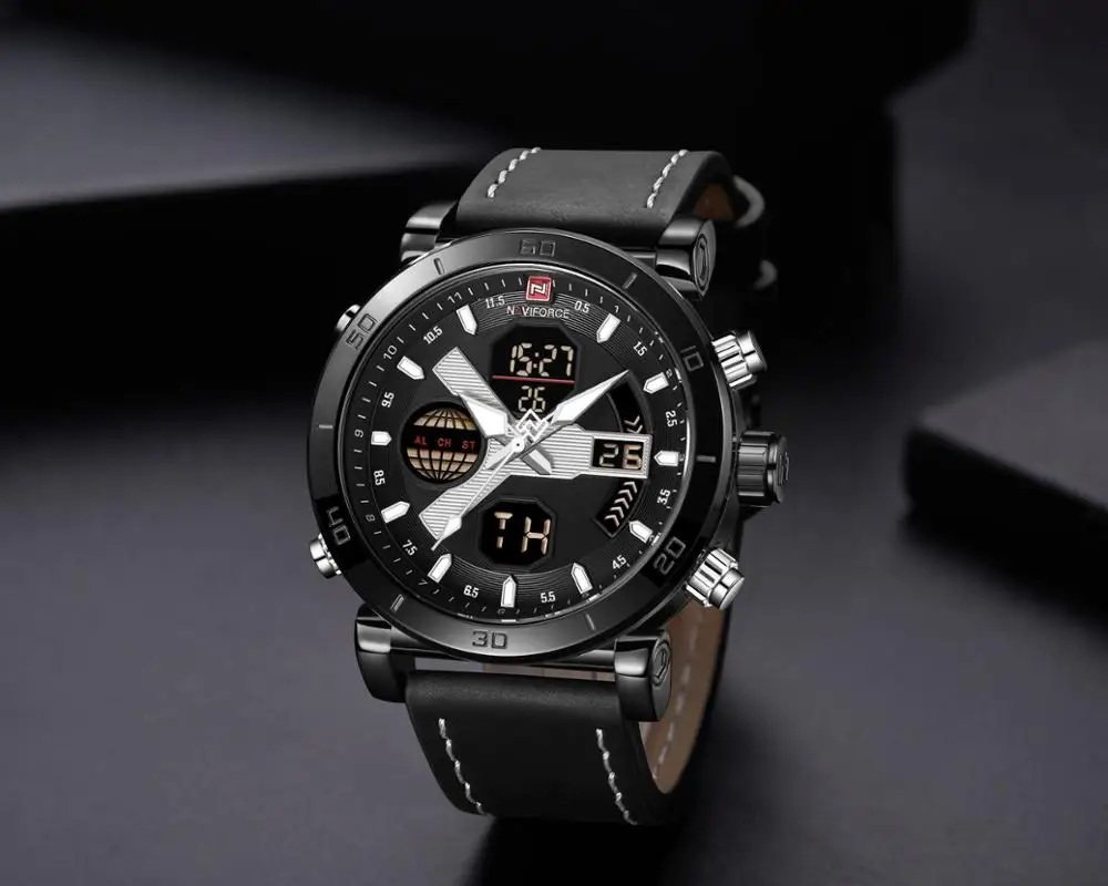 

NAVIFORCE 9132 Luxury Men's LED Analog Quartz Watch Men Army Military Sport Watches Male Waterproof Date Wristwatch