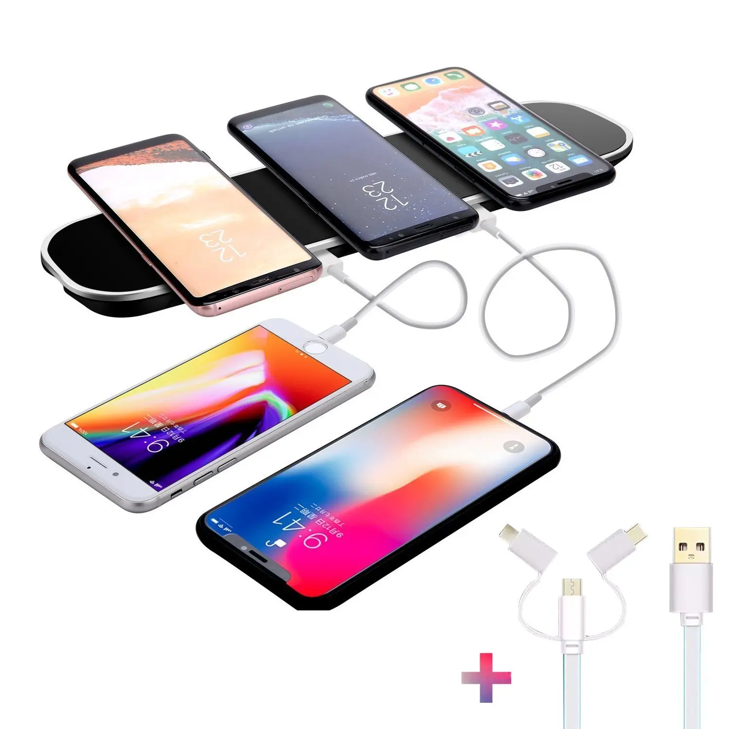 2018 New 3in 1 Qi portable charger wireless charging phone pad for iPhone X