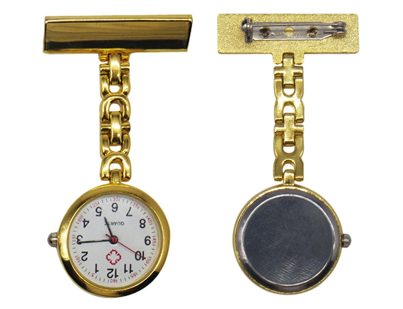 Stainless steel quartz Fob watch chain brooch Fob watch hanging metal pin  nursing watches