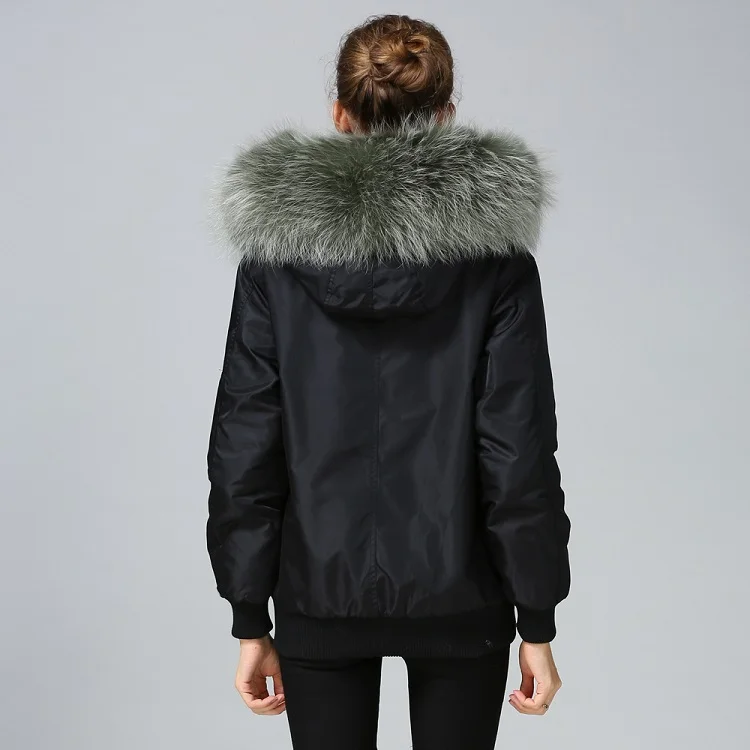 Faux Fur Lined With Raccoon Fur Trim Hot Sale Bomber Jacket Women Buy