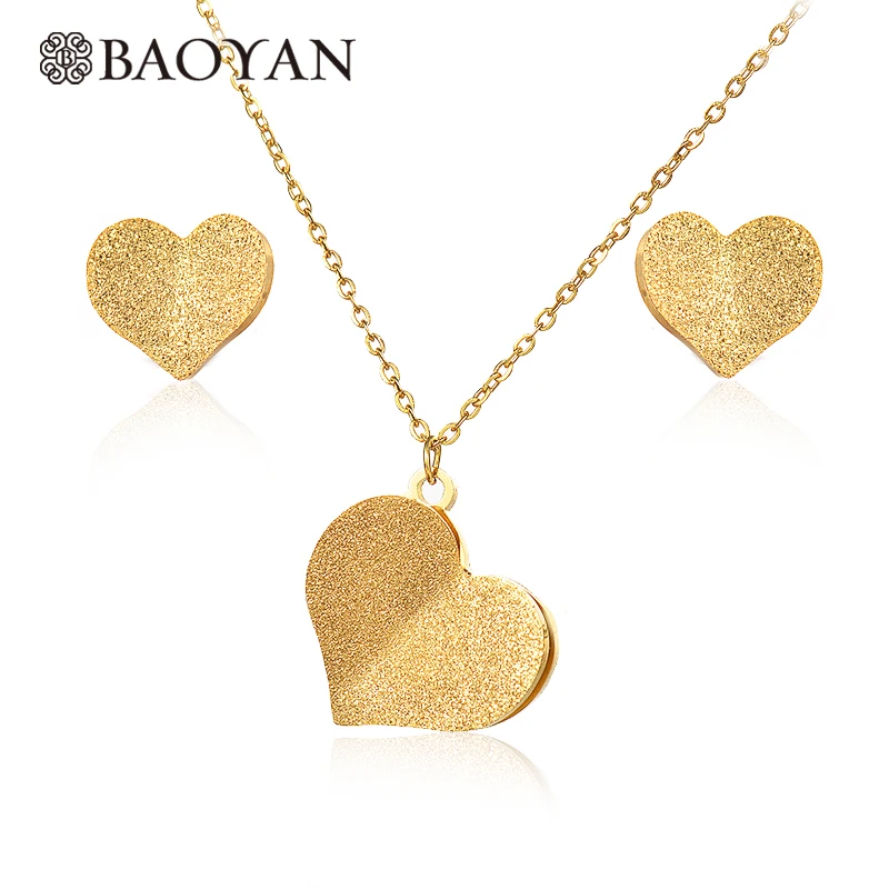 

BAOYAN African 18K Matte Gold Plated Love Heart Stainless Steel Set Jewelry, N/a