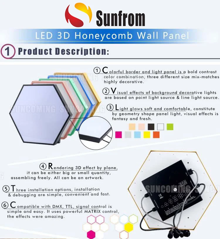 Patent CE Passed 3d honeycomb night club led disco stage lighting effect rgb led wall panel