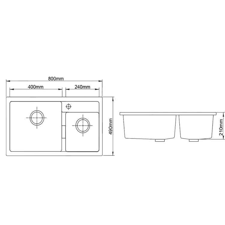 Big Discount Wholesale Rectangular Apartment Size Quartz Double Kitchen Sinks