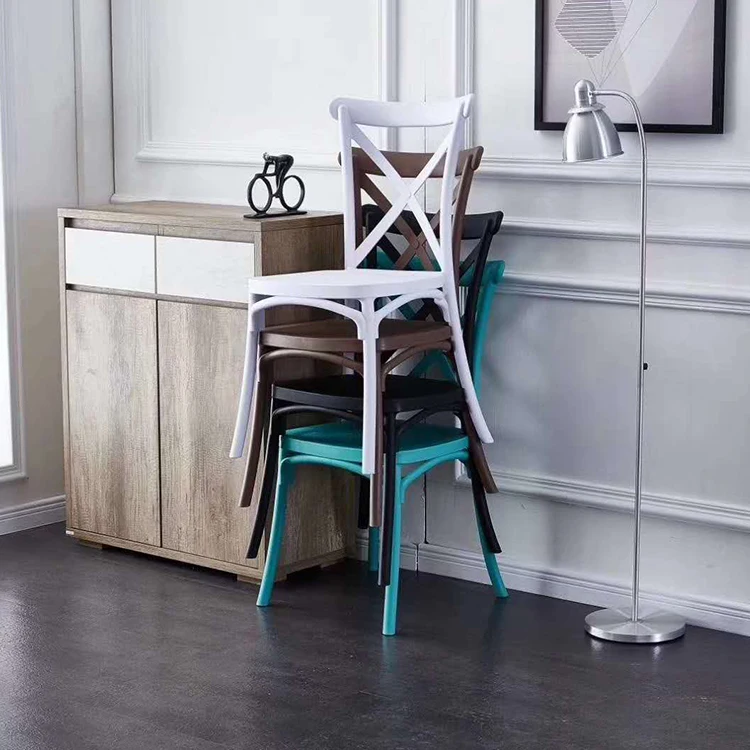 Wholesale Elegant Event Stackable Plastic Cross Back Dining Chairs