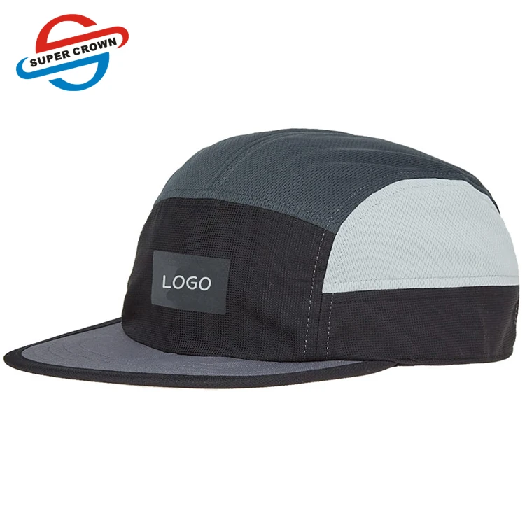 Soft Flat Brim Mesh Running Sports Cap Hat,Custom Logo 7 Panel Nylon
