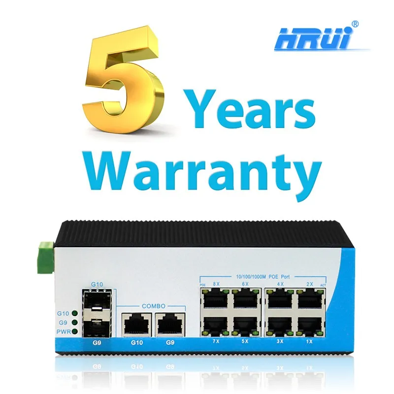 

HRUI unmanaged gigabit 12 port Industrial poe switch for harsh environment