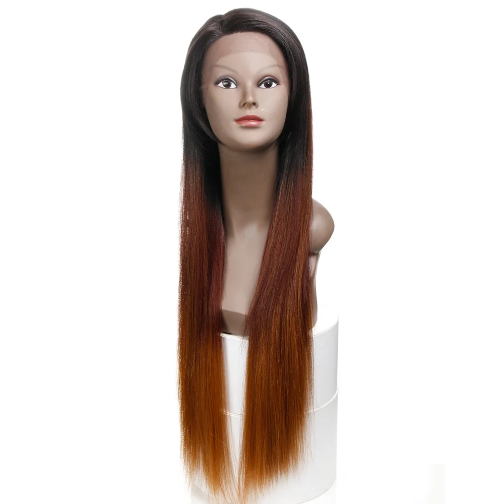 

Noble gold synthetic hair long silky straight hair lace frontal wig wonderful ombre brazilian lace front wigs