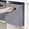 Gray Storage Basket Bin Square Storage Box Foldable Felt Storage Cube