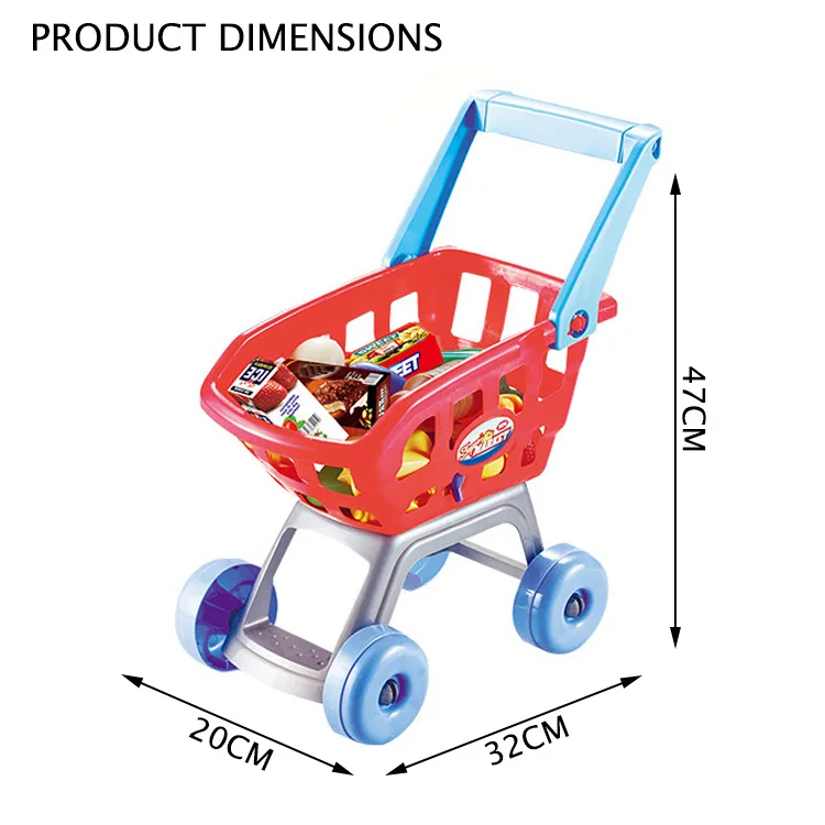 Supermarket Pretend Play Toy Kit Shopping Cart Cash